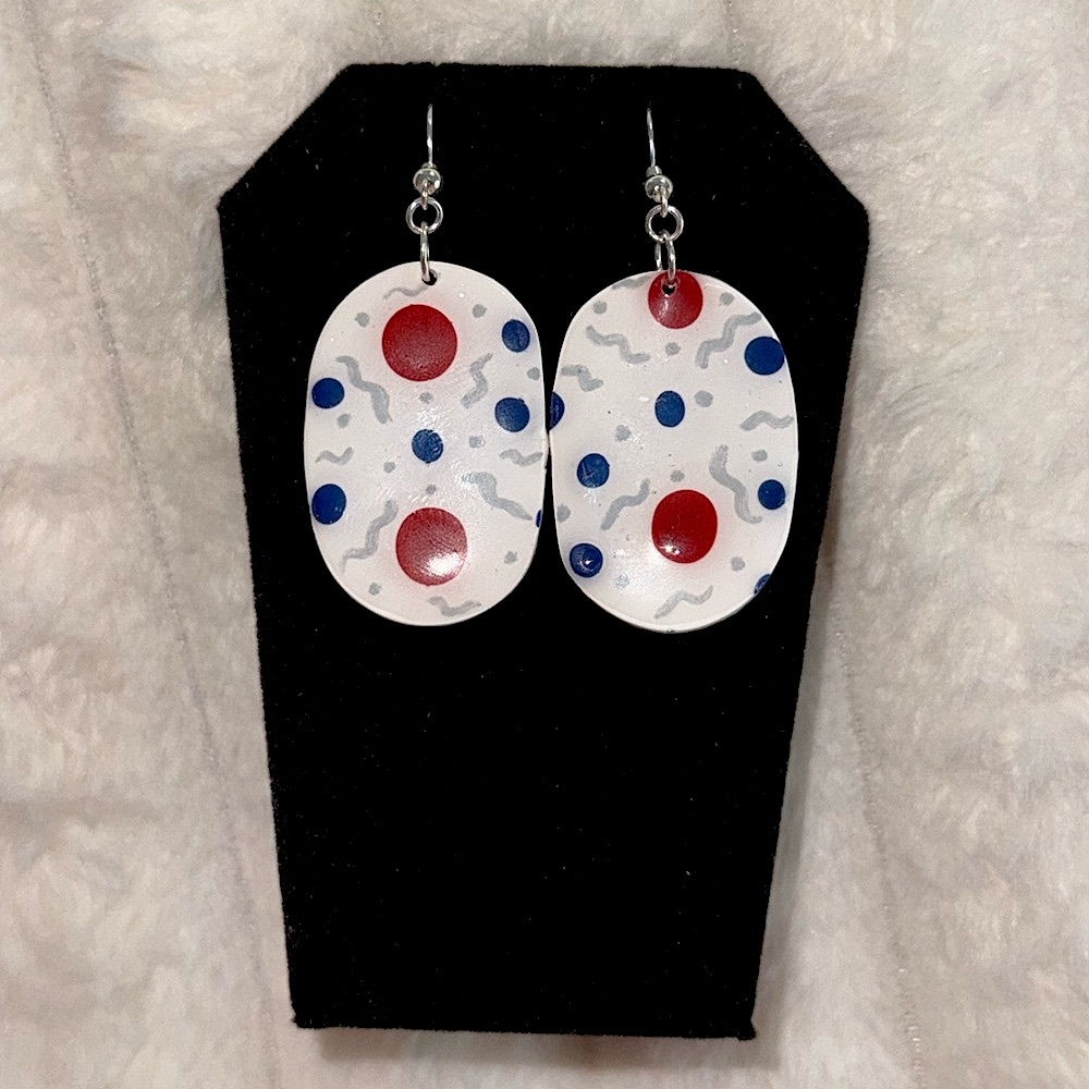 Stylish Red and Blue Dangle Earrings